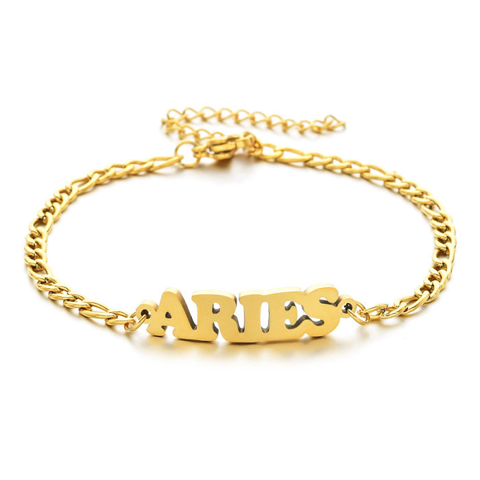 Bracelets plaqués or en acier inoxydable avec lettres de mode
