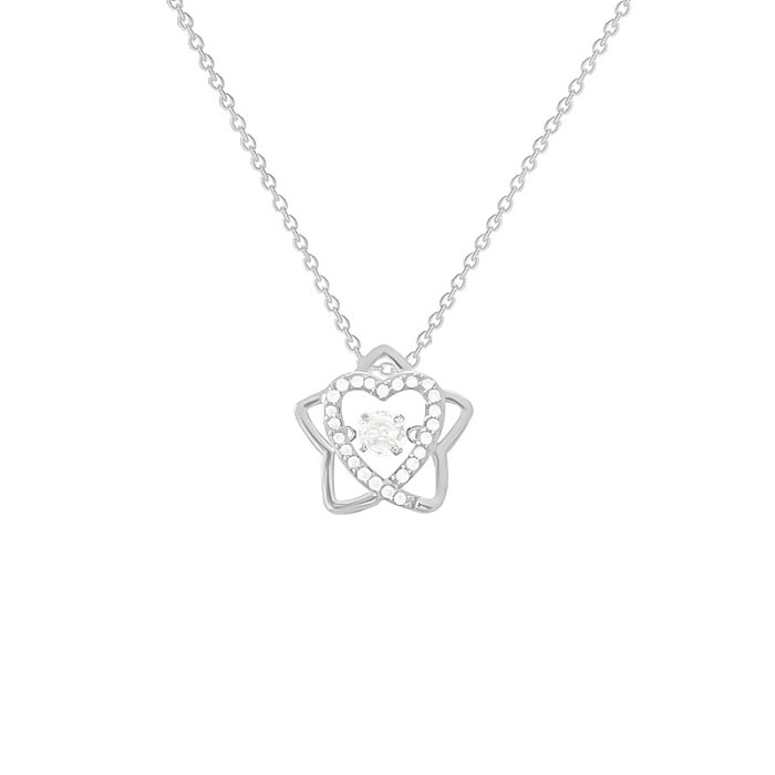 Collier pendentif étoile de Style Simple, placage en acier inoxydable, incrustation de strass, 1 pièce
