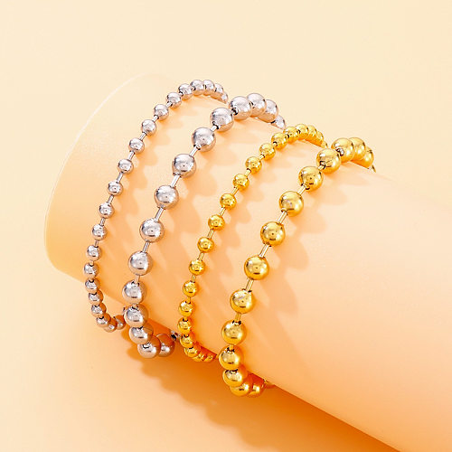 Neues einfaches hohles rundes Perlen-Edelstahl-Armband im Großhandel