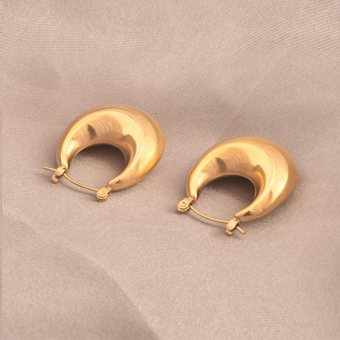 1 Pair IG Style U Shape Plating Stainless Steel 18K Gold Plated Earrings