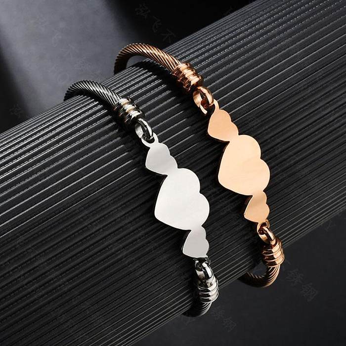 Unisex Heart Shaped Stainless Steel Bracelets &amp; Bangles NHHF124856