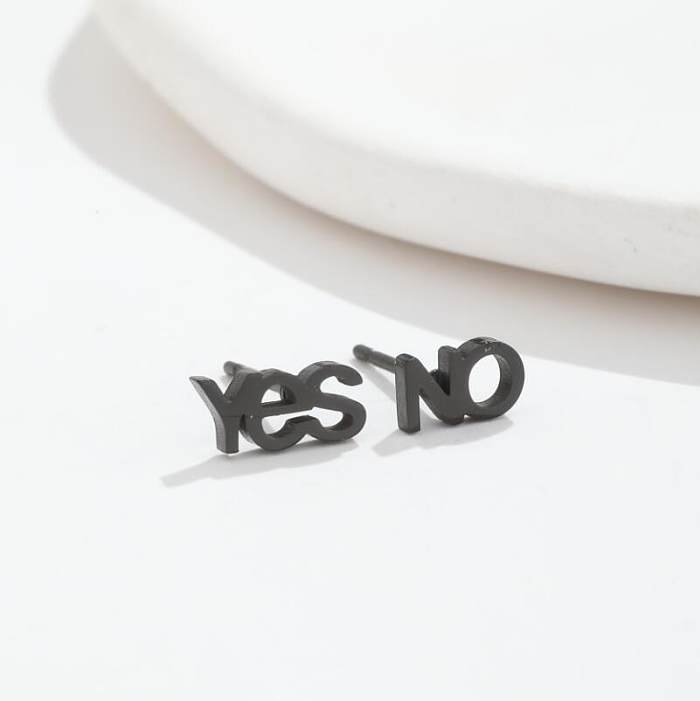 Ohrstecker mit modischem Buchstaben-Design, Edelstahl, asymmetrische Beschichtung, ausgehöhlt, 1 Paar