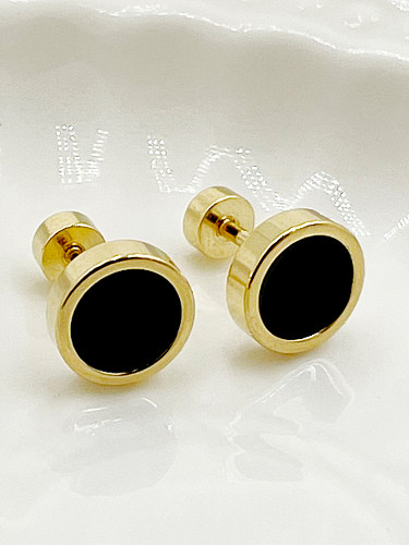 1 Pair Simple Style Round Stainless Steel  Metal Enamel Plating Gold Plated Ear Studs