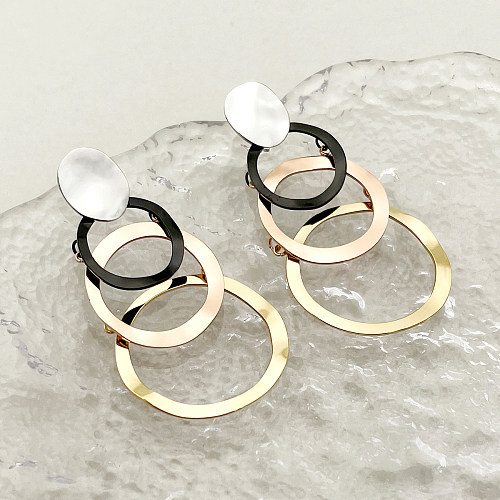 1 Pair Vintage Style Exaggerated Circle Stainless Steel  Polishing Plating Hollow Out Gold Plated Drop Earrings