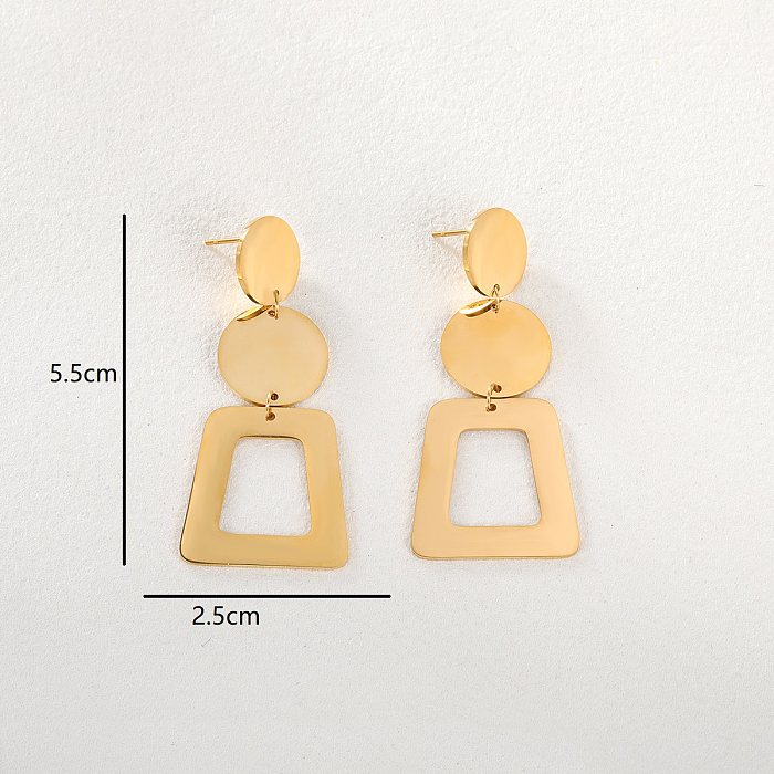1 paire de boucles d'oreilles pendantes géométriques de Style Simple, plaquées en acier inoxydable, plaquées or 18 carats