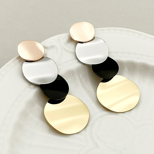 1 Pair Exaggerated Round Plating Stainless Steel  Drop Earrings