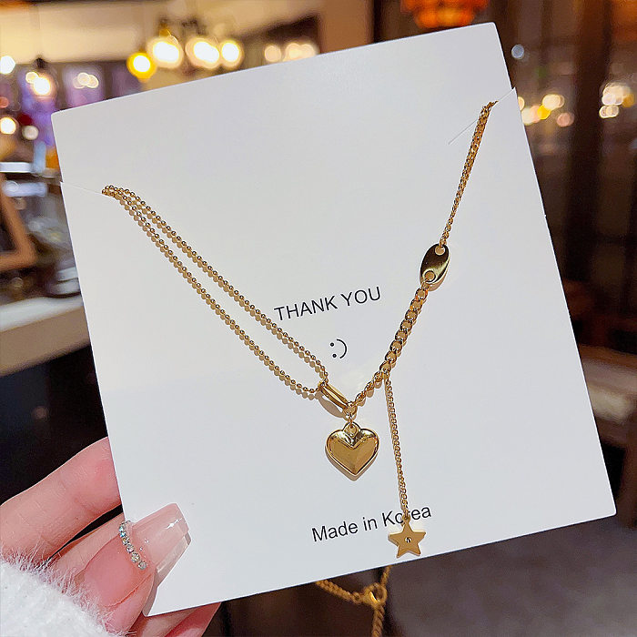 Exaggerated Simple Style Star Heart Shape Stainless Steel Plating Gold Plated Necklace