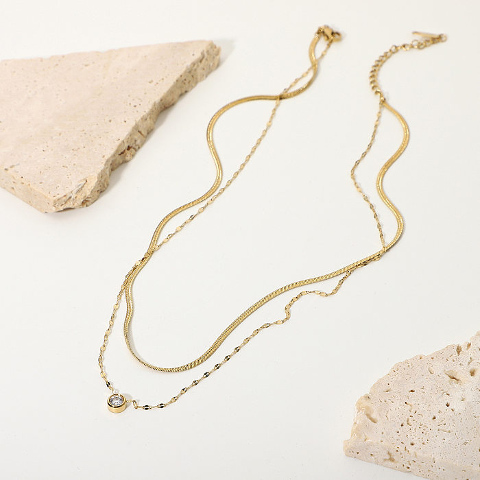 Chaîne serpent empilée 14K, collier avec strass en acier inoxydable, vente en gros de bijoux