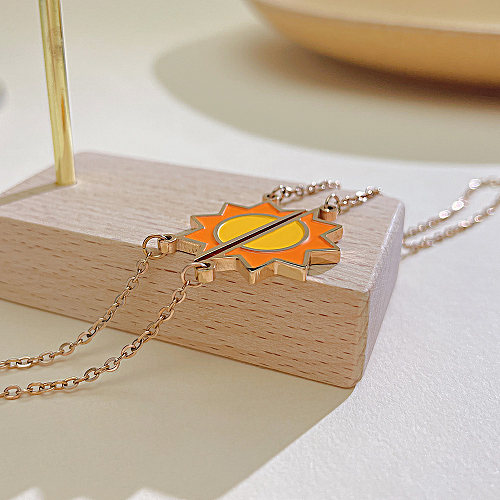 Simple Style Sun Stainless Steel  Double Layer Necklaces