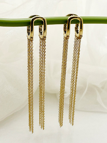 1 Pair Elegant Classical Artistic Tassel Polishing Plating Stainless Steel  Gold Plated Drop Earrings