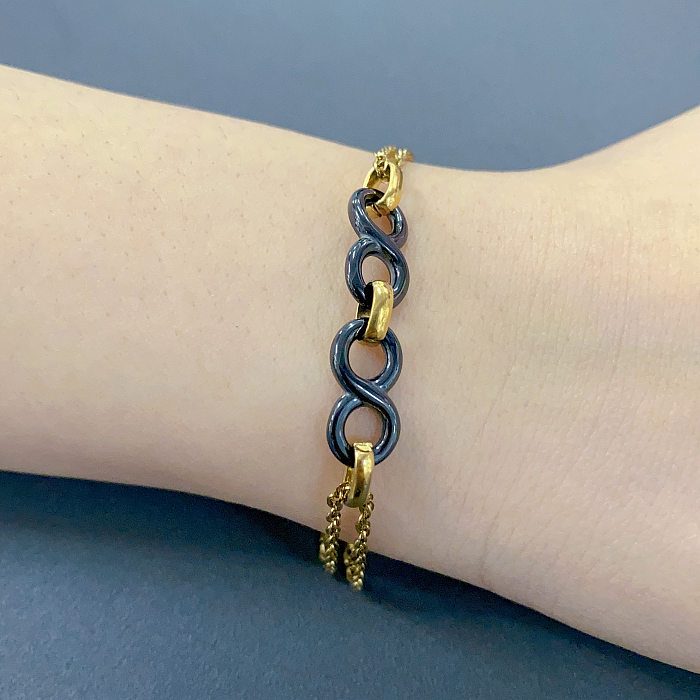 Bracelets plaqués or 18 carats en céramique géométrique décontractée en acier inoxydable