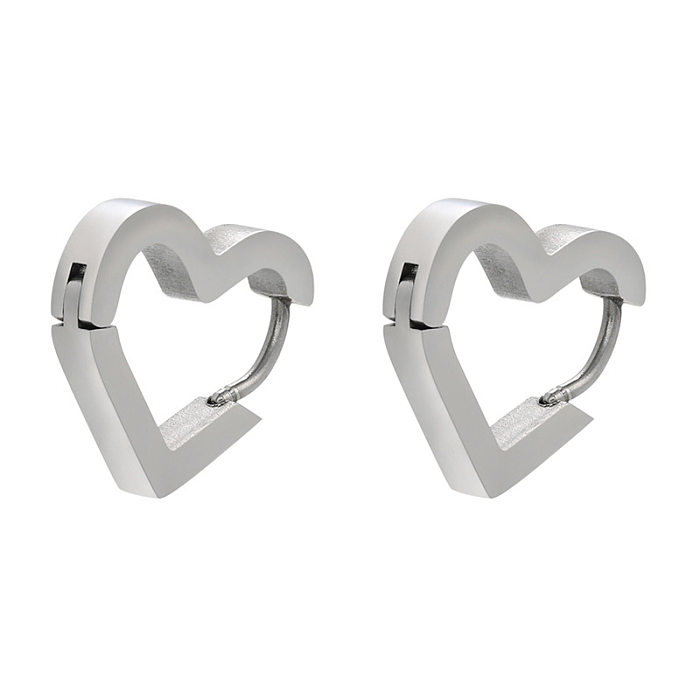 Glossy Stainless Steel  Earrings Five-pointed Star Heart Triangle Geometric Ear Buckle