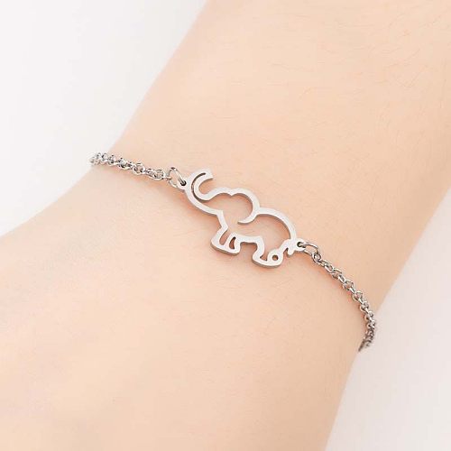 1 pièce de bracelets plaqués en acier inoxydable avec éléphant à la mode