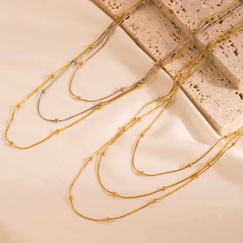 Mehrschichtige Halsketten im klassischen Stil mit geometrischer Edelstahlbeschichtung, 1 Stück