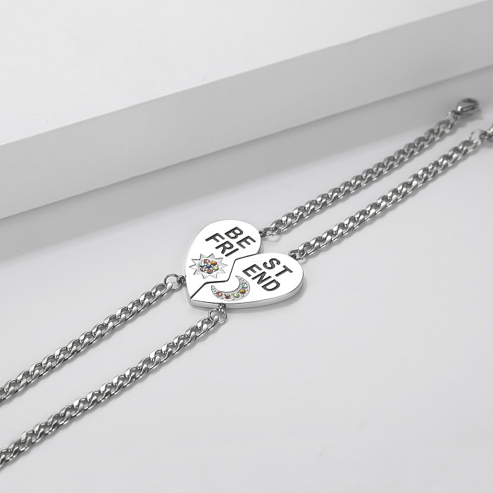 Bracelets de Zircon d'acier inoxydable de forme de coeur de style classique de style simple en vrac