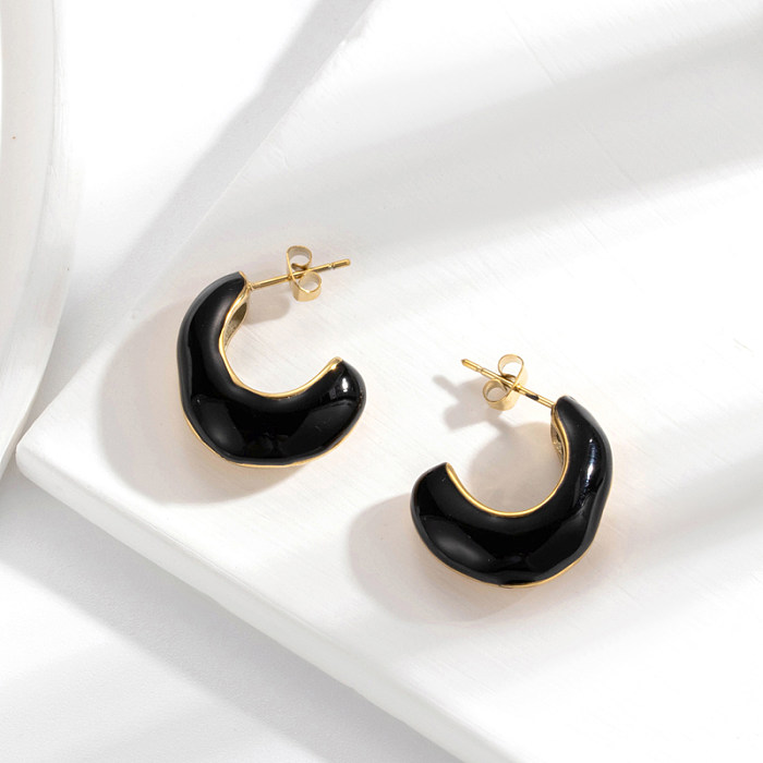1 Pair IG Style Simple Style Classic Style U Shape Irregular Plating Stainless Steel  18K Gold Plated Earrings