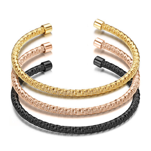 Bracelet plaqué or en acier titane de couleur unie de style simple en gros