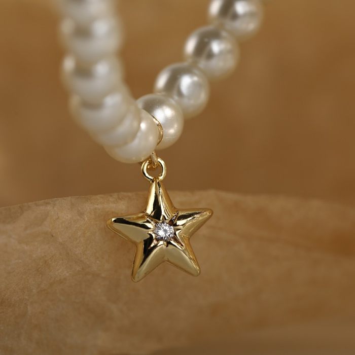 Collier étoile lune en Zircon pour la saint-valentin, en acier inoxydable, chaîne de pull