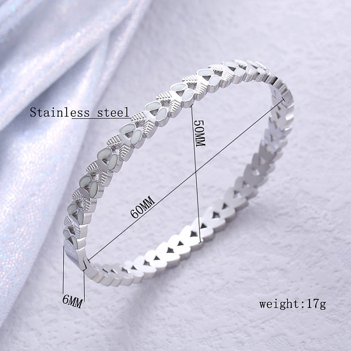 Bracelet en acier inoxydable avec feuilles de style simple, vente en gros