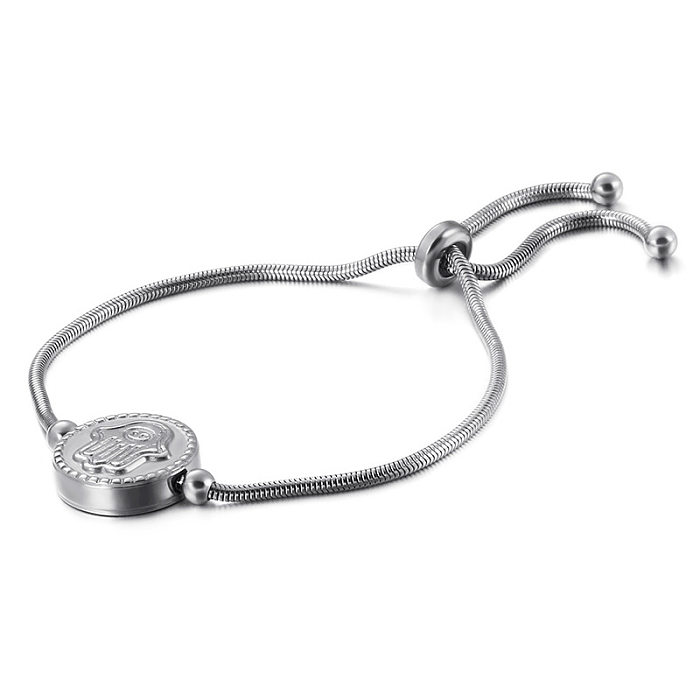 Simple Jewelry Wholesale Stainless Steel Adjustable Round Palm Pattern Bracelet