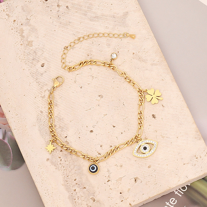 Fashion Star Heart Shape Eye Bracelets en acier inoxydable Layered Turquoise Bracelets en acier inoxydable 1 pièce