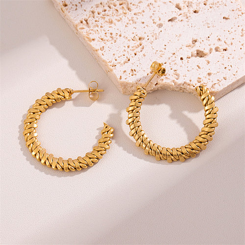 1 Pair Retro Simple Style C Shape Twist Plating Stainless Steel  18K Gold Plated Earrings
