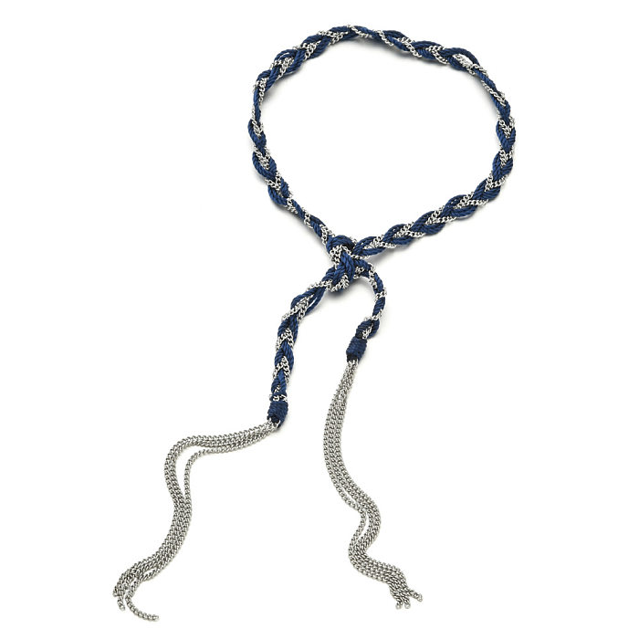 Collar de cuerda de acero inoxidable trenzado de estilo étnico a granel