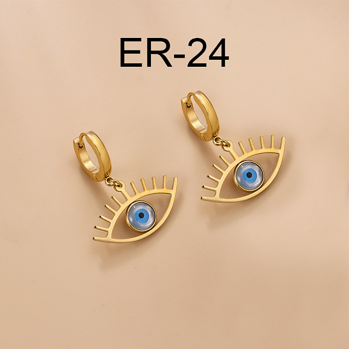 Boucles d'oreilles plaquées en acier inoxydable Fashion Eye, 1 paire
