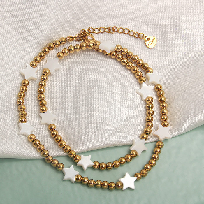 Vintage Style Star Heart Shape Butterfly Stainless Steel  Shell Plating 18K Gold Plated Necklace