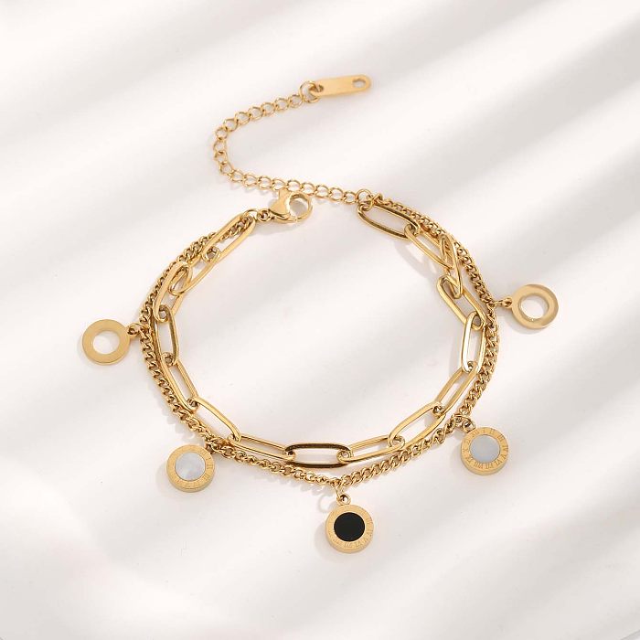 Bracelets en résine plaqué or, élégants, ovales, chiffres romains, en acier titane, de Style romain, en vrac