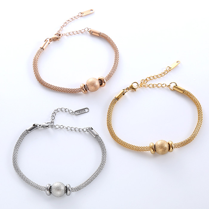 IG Style Casual Basic Love Letter Heart Shape Stainless Steel Beaded Hollow Out Inlay Rhinestones 18K Gold Plated Rose Gold Plated Bracelets