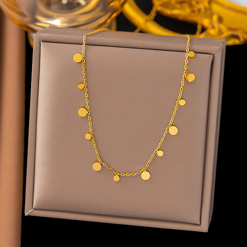 Commute Solid Color Stainless Steel Plating Gold Plated Necklace
