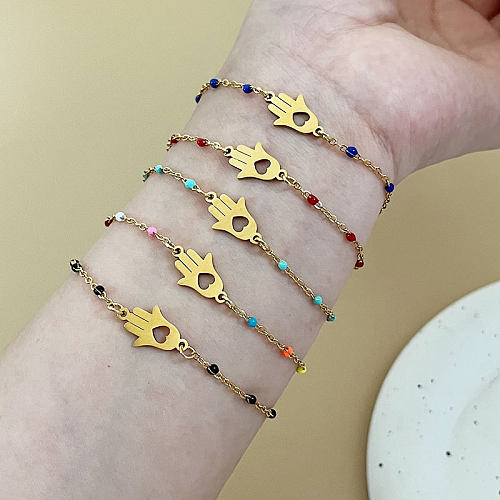 Pulseiras banhadas a ouro com revestimento de aço inoxidável de palma de estilo simples