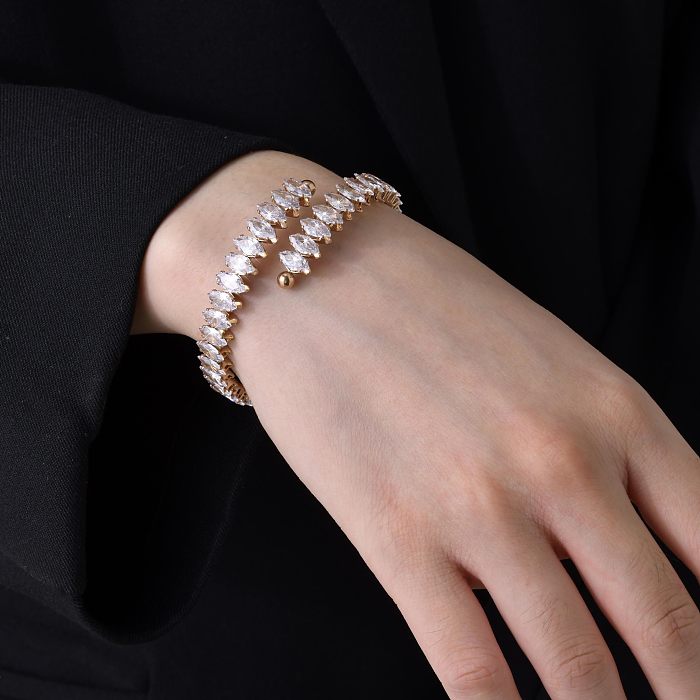 Bracelet plaqué or 18 carats avec incrustation de placage en acier inoxydable géométrique de style IG