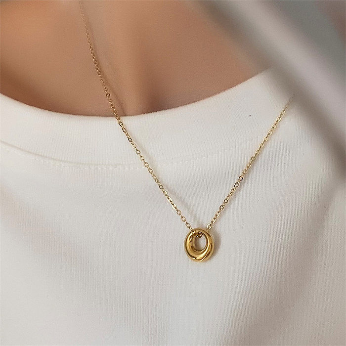 Fashion Round Stainless Steel Plating Pendant Necklace