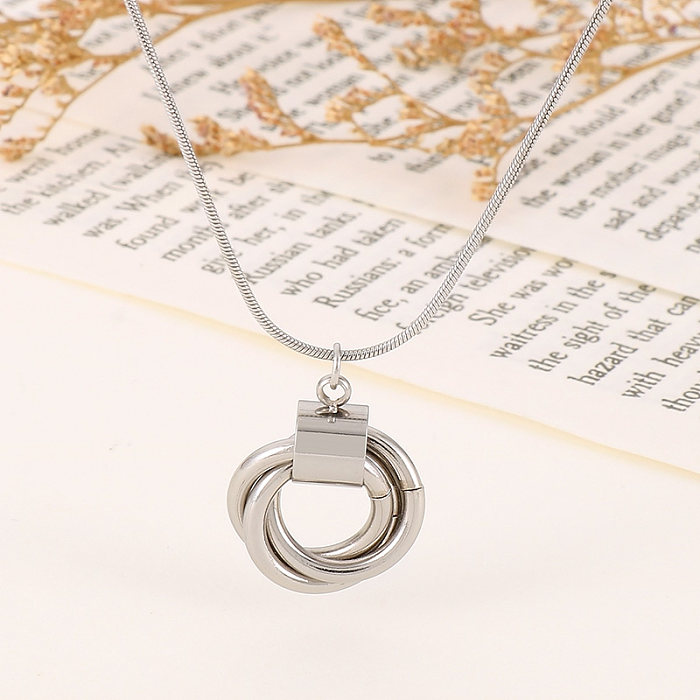 Simple Style Circle Stainless Steel  Plating 18K Gold Plated Pendant Necklace