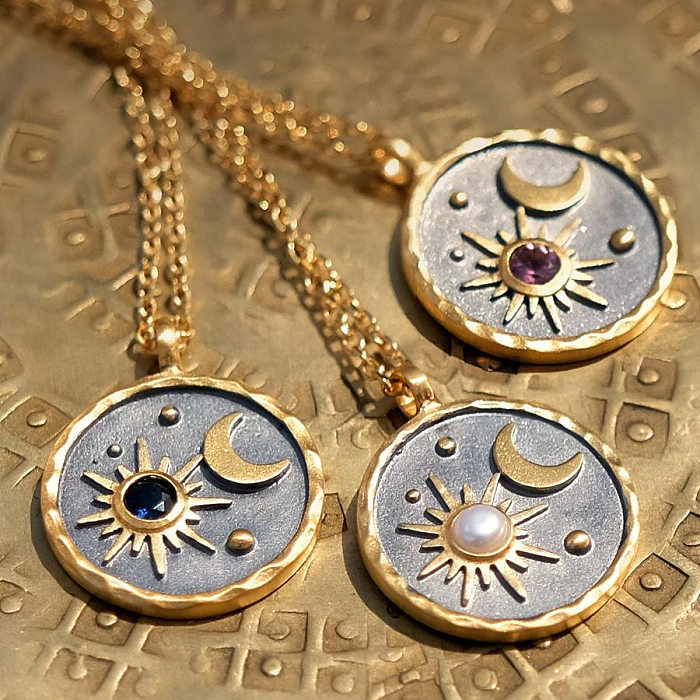 1 Piece Simple Style Star Stainless Steel  Stainless Steel Inlay Turquoise Rhinestones Pendant Necklace