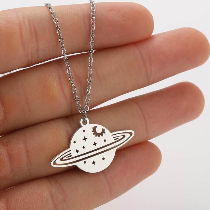 1 Piece Fashion Planet Stainless Steel Plating Hollow Out Pendant Necklace
