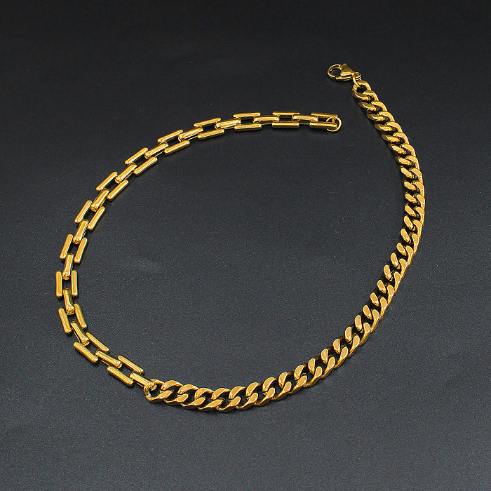 Hip-Hop Geometric Stainless Steel  Gold Plated Necklace