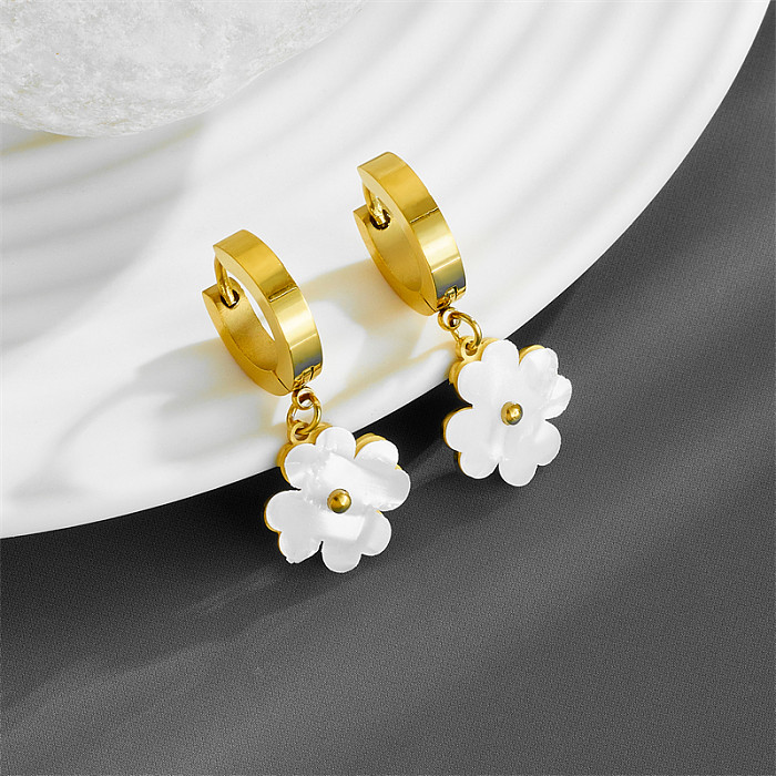 1 Pair Simple Style Heart Shape Plating Stainless Steel Gold Plated