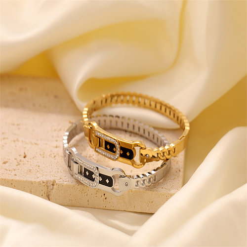 Casual Simple Style Classic Style Rhombus Stainless Steel Titanium Steel Plating Gold Plated Bangle
