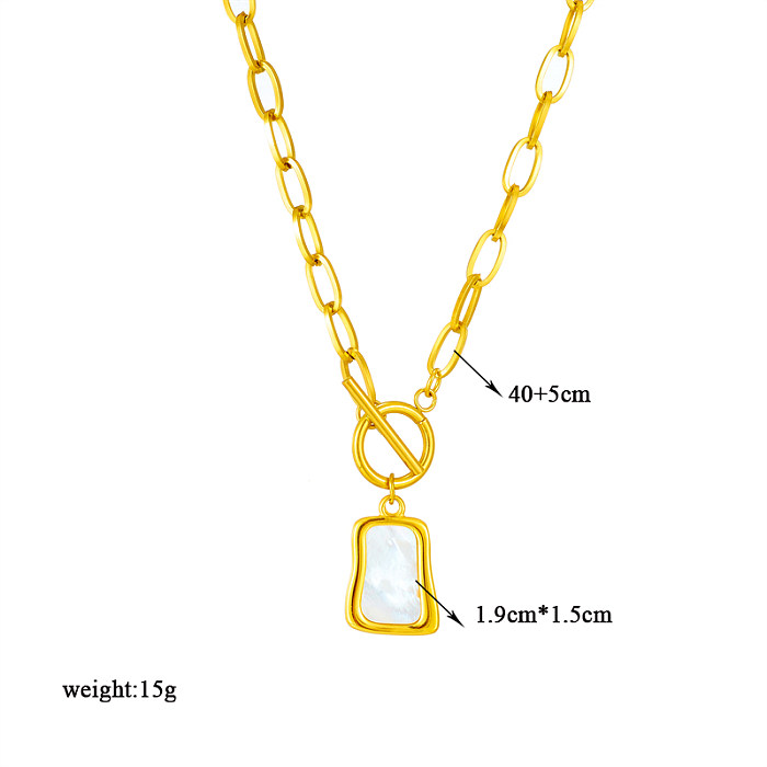 Korean Style Square Stainless Steel Toggle Plating 18K Gold Plated Necklace