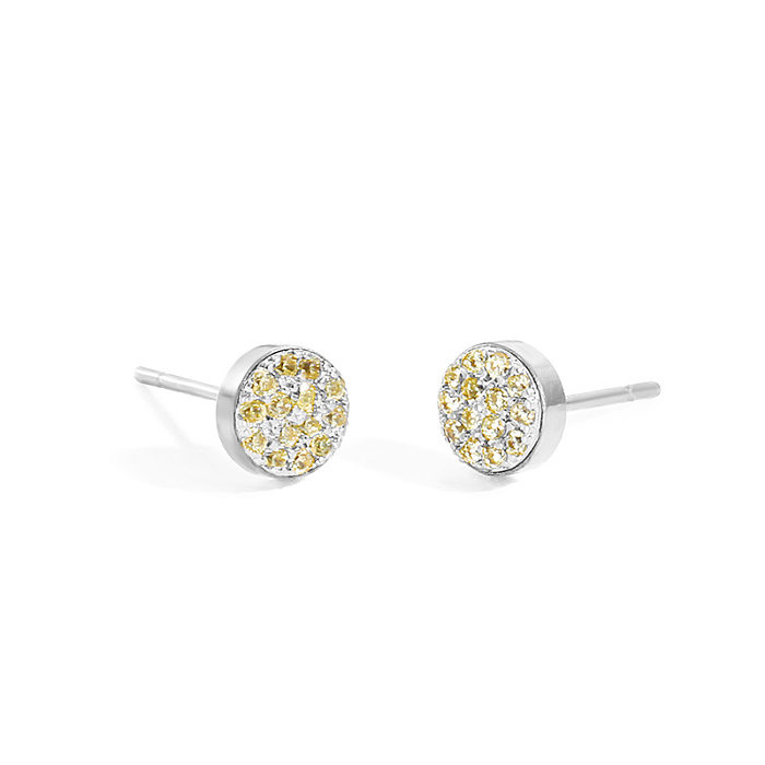 Pregos de orelha de diamante artificial redondos de estilo simples embutimento de aço inoxidável 1 par