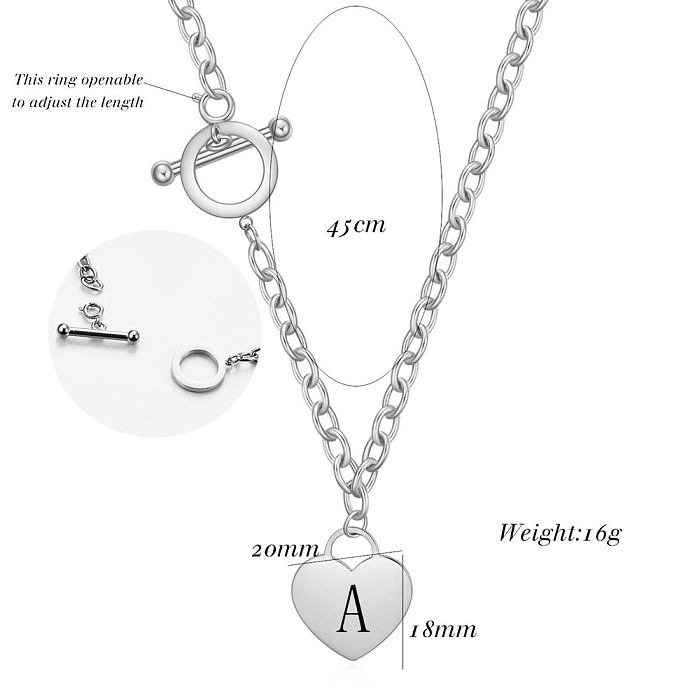 Simple Style Letter Heart Shape Stainless Steel Toggle Plating Pendant Necklace