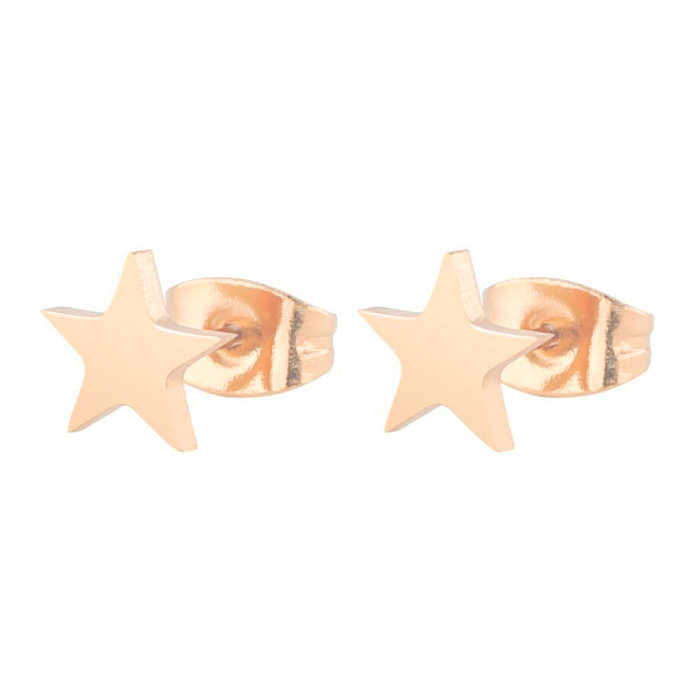1 par de brincos de orelha revestidos de aço inoxidável estrela lua da moda