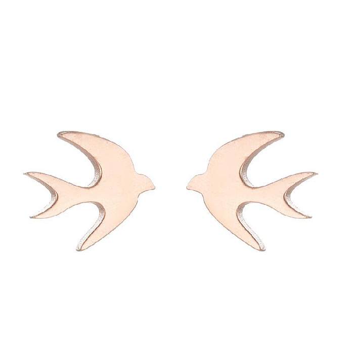 Boucles d'oreilles sirène plaquées en acier inoxydable, style simple, 1 paire