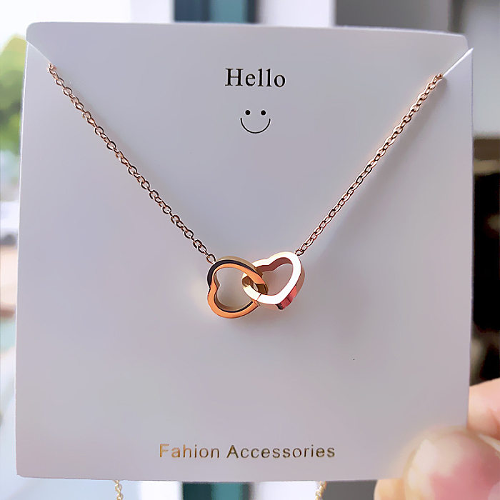 Basic Classic Style Heart Shape Stainless Steel Pendant Necklace