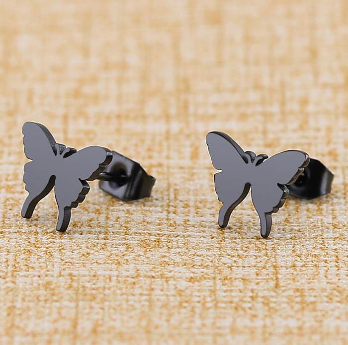1 Pair Sweet Butterfly Stainless Steel Plating Ear Studs