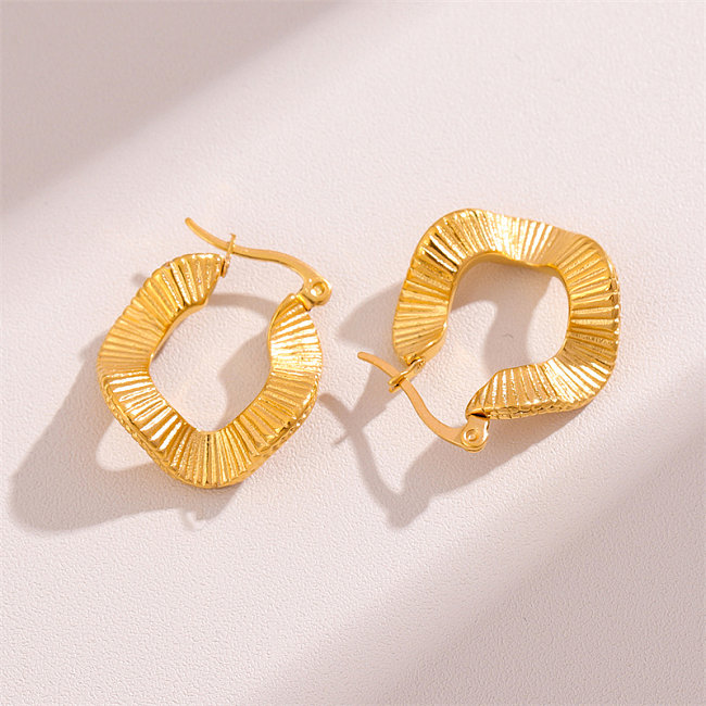 European And American Ins Advanced Niche Stainless Steel Rules Special-Shaped Ear Clip Ear Studs Retro Fashion 18K Gold-Plated Stainless Steel  Twisted Wave Earrings Female Accessories