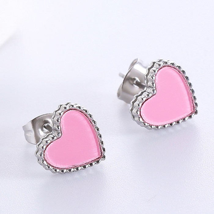 1 Pair Simple Style Heart Shape Plating Stainless Steel  18K Gold Plated Rose Gold Plated Ear Studs